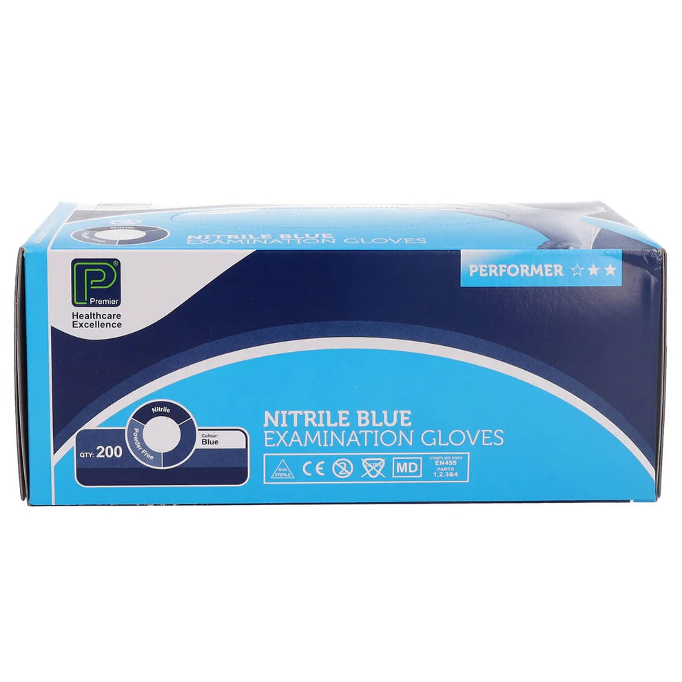 Premier Performer Nitrile Gloves | Blue | Box of 200