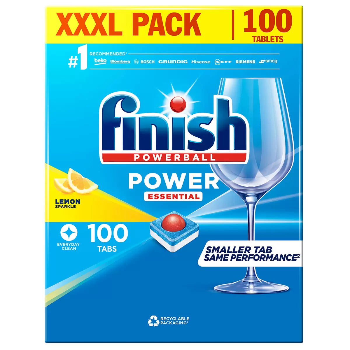 Finish Powerball Essential Tablets | Lemon Sparkle | Box of 100