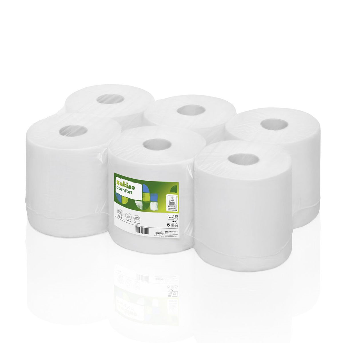 WEPA Satino Comfort Centrefeed Roll | Blue or White | Pack of 6