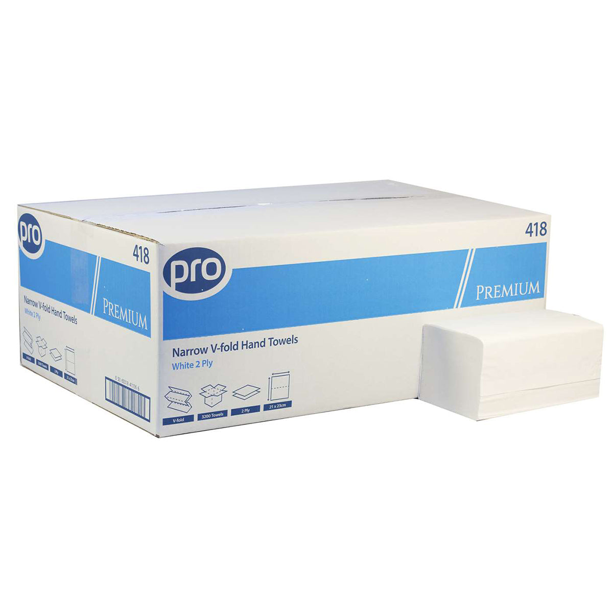 PRO Premium V-Fold Hand Towel | White | 2Ply | 21cm x 23cm | Case of 3200
