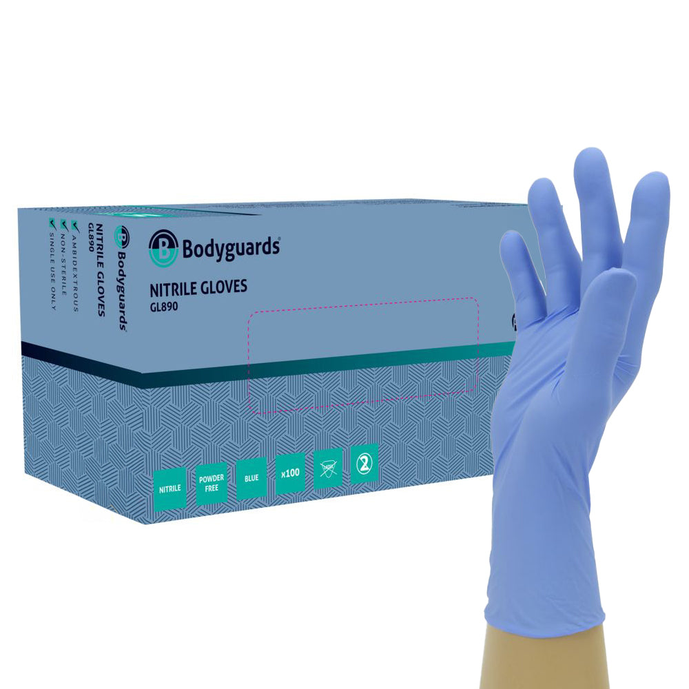 Bodyguards Nitrile Powder Free Gloves | Blue | Box of 100