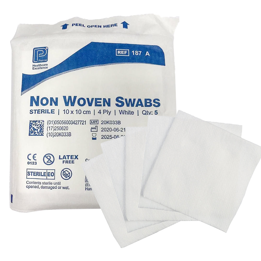 Premier Non Woven Sterile Swabs | 4ply | 10cm x 10cm | Various Pack Sizes