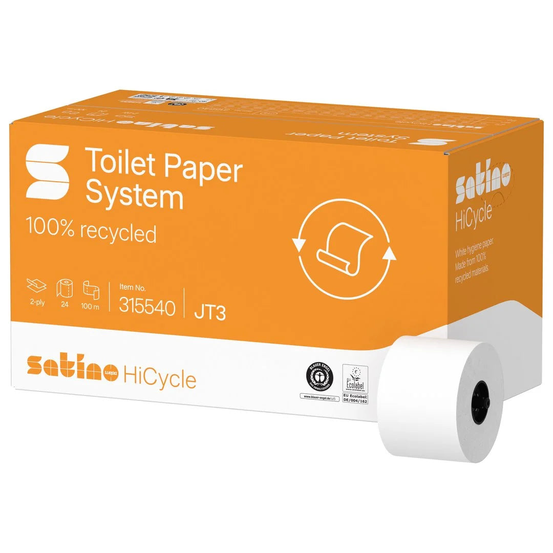 WEPA Satino HiCycle Toilet Paper Jumbo Roll | 2Ply | 100m Rolls | Pack of 24