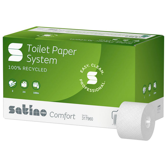 WEPA Satino 2Ply Comfort Toilet Paper Jumbo Roll 100m (24)