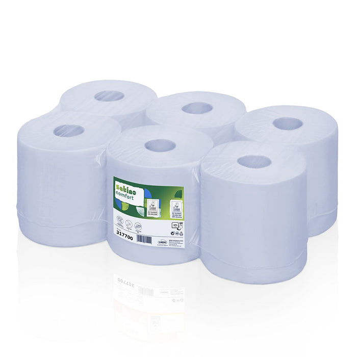 WEPA Satino Comfort Centrefeed Roll | Blue or White | Pack of 6