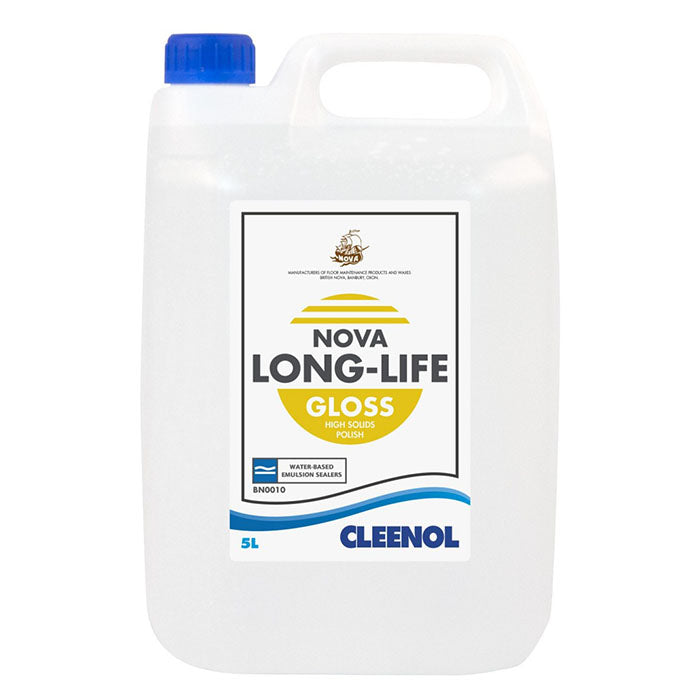 White 5 litre bottle with a blue lid and product label.