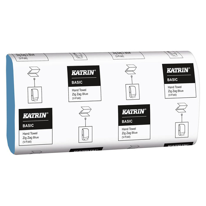 Katrin Basic Hand Towels V-Fold Blue 1 ply 23cm x 23cm (5000)