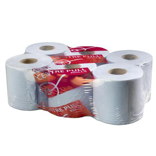 Glensoft Centrefeed Rolls | Blue or White | 2 Ply | Pack of 6