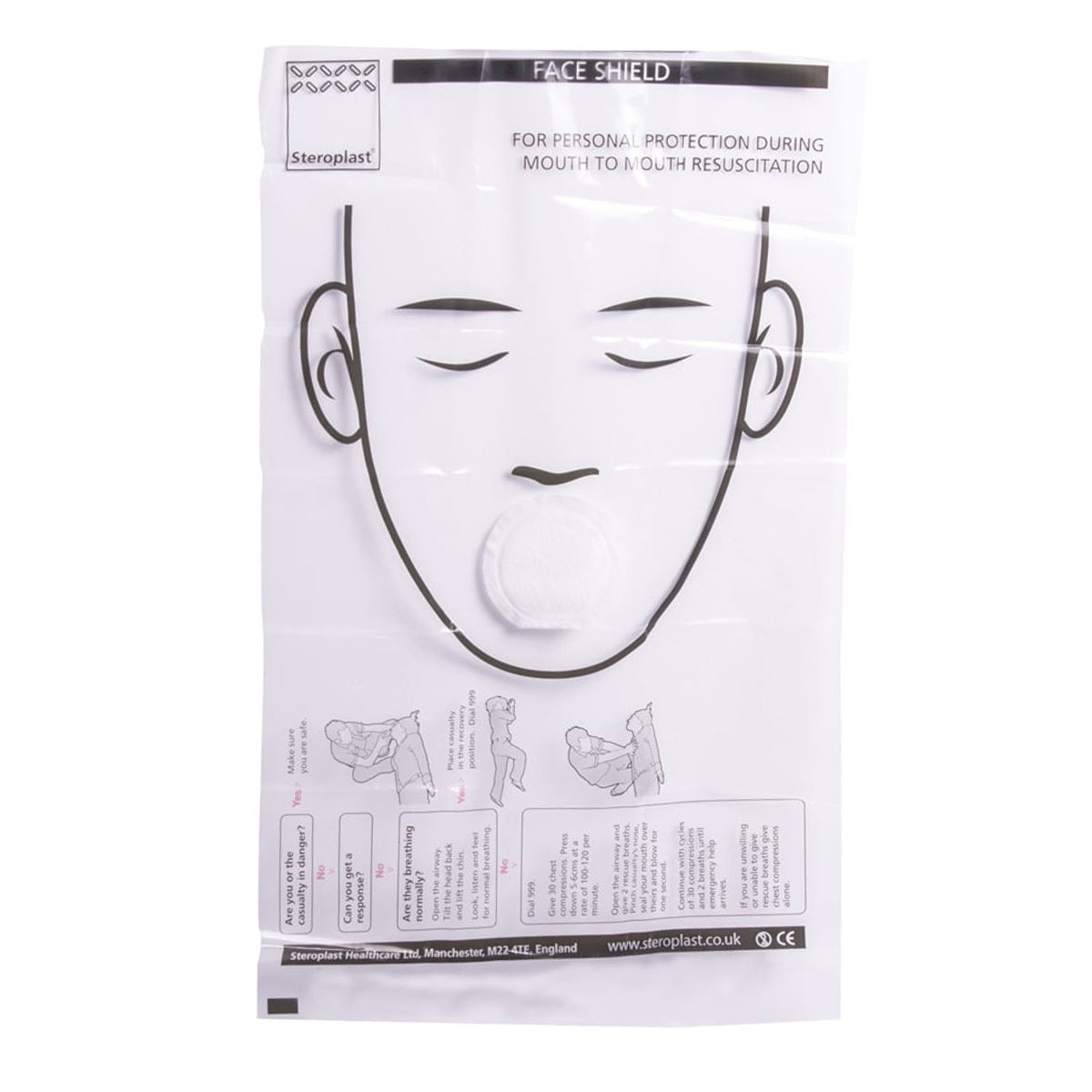 Steroplast Mouth-to-mouth Resuscitation CPR Face Shield | Individual Foil Pack