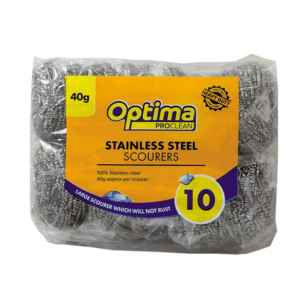 Optima Proclean Stainless Steel Scourers 40g (10) 824/40
