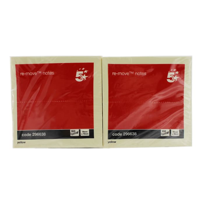 Clear and red outer packaging of 5 star sticky notes.
