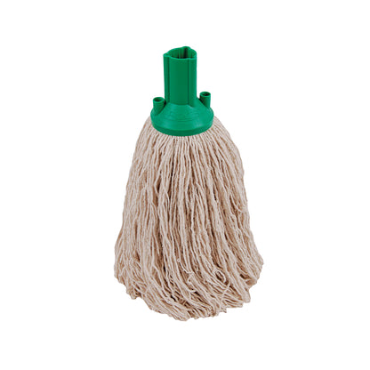 Large Replacement Mop Head - 300g Heavy Duty Cotton, Green, Push-On Socket (16py, 34cm)