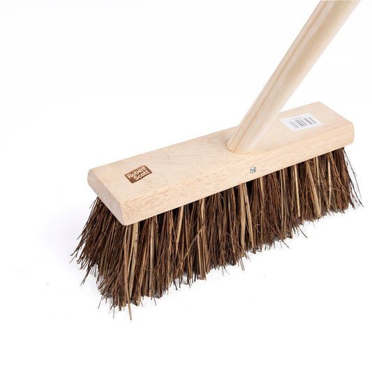 Square Wooden Yard Broom with Bassine Bristles & Handle | 13"