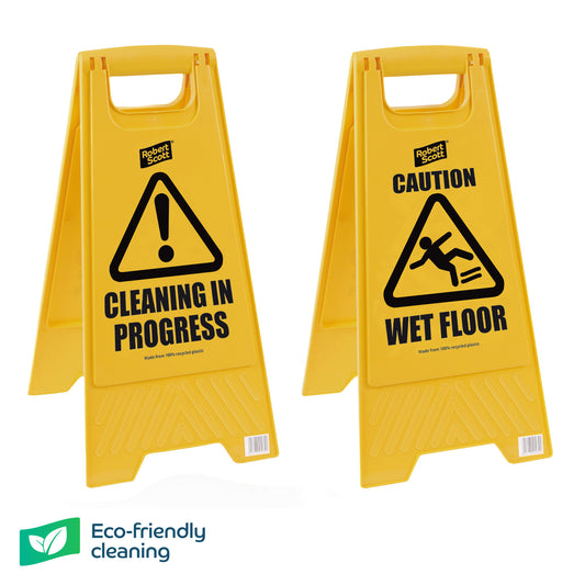 Recycled Yellow Wet Floor Sign | Caution/Clean In Progress