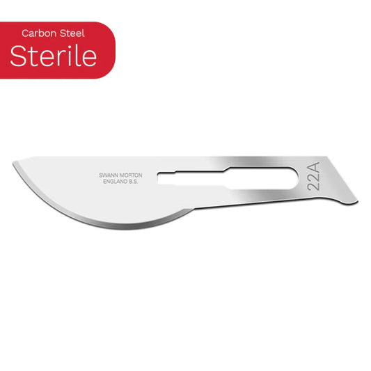Swann Morton Carbon Steel No. 22A Blades | Sterile | Box of 100