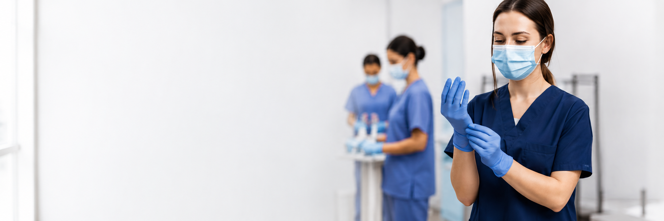 Healthcare worker wearing gloves