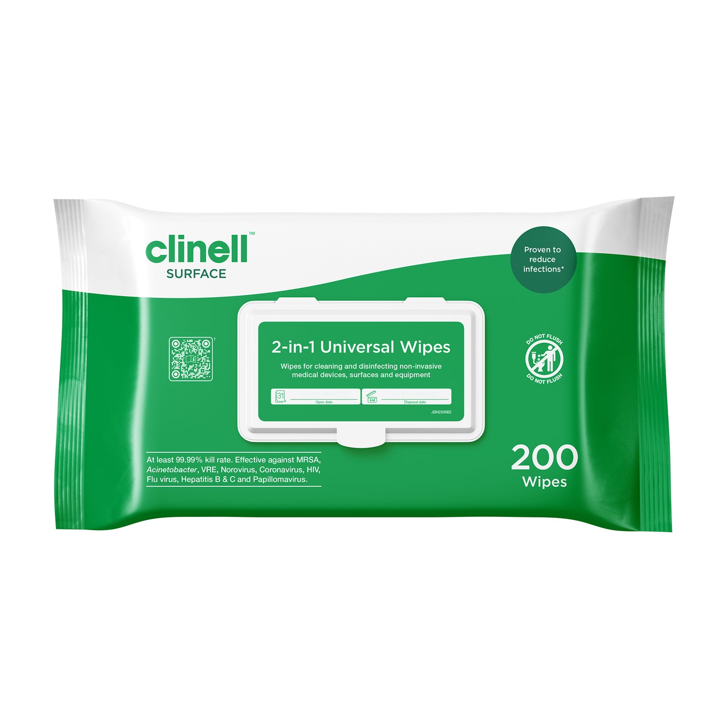 Clinell 2-in-1 Universal Surface Wipes | Pack of 200
