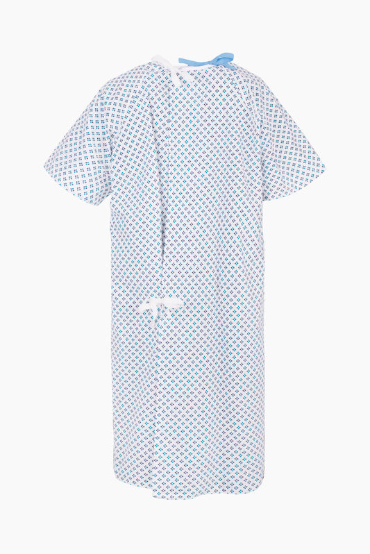 MIP Patient Gown | Blue & Green Diamond Pattern | Re-usable | Single