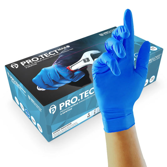 Pro.Tect Max 9N Nitrile Gloves | Blue | Various Sizes | Box of 100