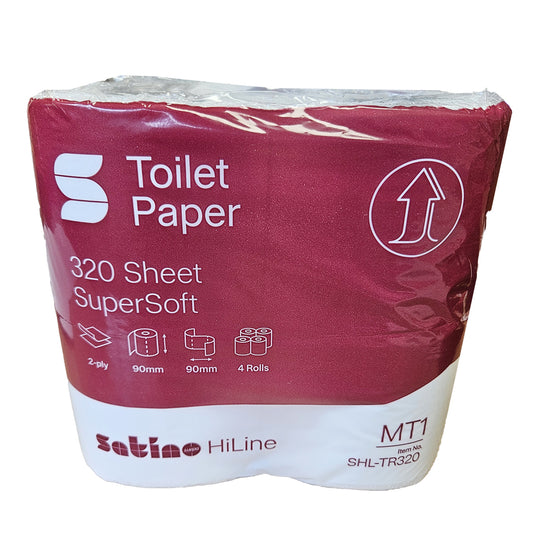 SATINO HiLine Premium Pure Toilet Rolls | 2Ply | 320 Sheet | Pack of 36