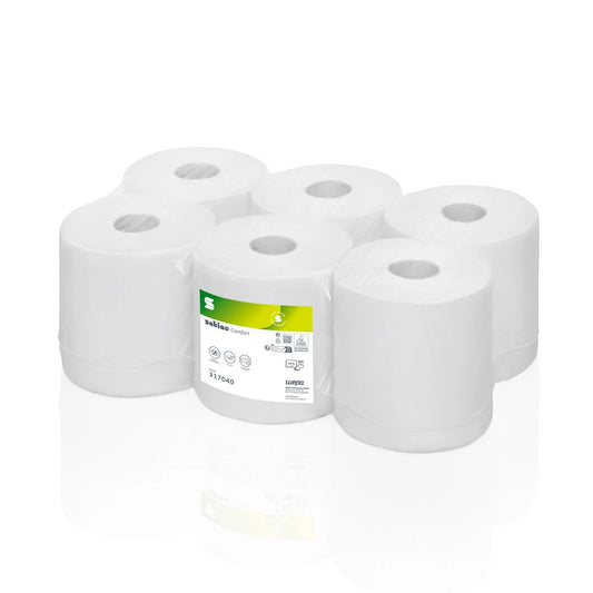 WEPA Satino Comfort White Centrefeed Rolls | 1Ply | Pack of 6