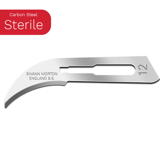 Sterile carbon steel surgical blade no. 12