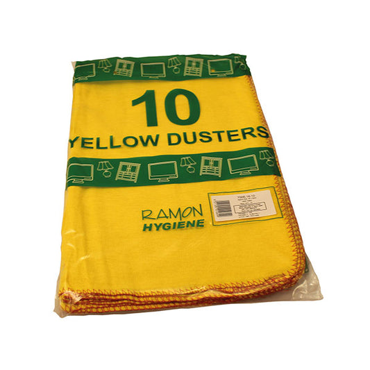 Pack of 10 yellow dusters. 
