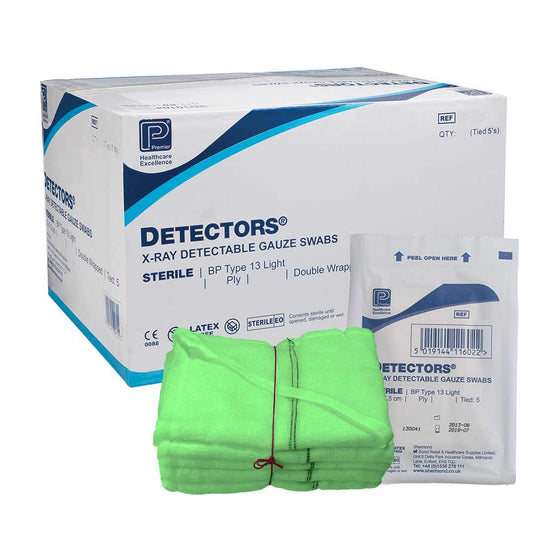 X-Ray Detectable Swabs 10cm x 10cm 12Ply Green