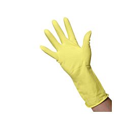 Yellow household marigold gloves.