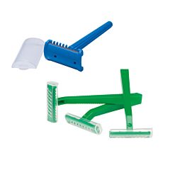 Universal prep razors in blue and green