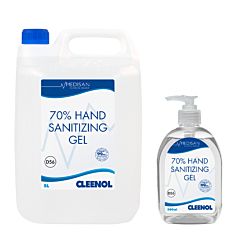 clear plastic 5ltr & 500ML bottle with medisan 70% hand sanitizing gel