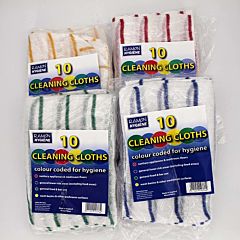 Yellow, red, green, and blue cloths in packaging. 