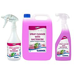 Pink lift spray in 5-litre refill and trigger spray bottle. 