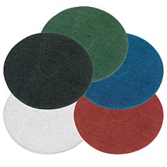5 buffing pads in black, green, blue, white & red. 