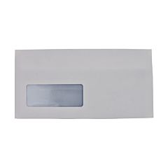 Plain white DL envelope with window. 