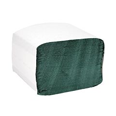 Green hand towels in white paper wrapping. 
