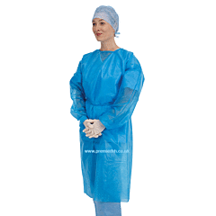 Examination Gown Blue - Long Sleeve - Stockinette Cuff (50)