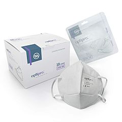 White box, packaging and ffp2 mask with optipro logos 