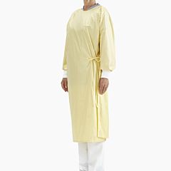 Yellow isolation gown front