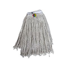 Off white PY mop head with coloured tags stitched in which are red, blue, green and yellow. 