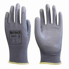 Nitrex Grey PU Palm Coated Work Gloves (10 Pairs)