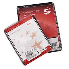 5-star wirebound white & red notebooks. 