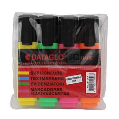 Pack of 4 assorted Dataglo highlighter pens.