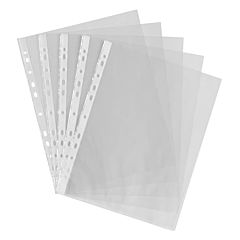 Clear poly pockets with white reinforced edge. 