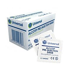 Alcotip Alcohol Pre-Injection Swabs | 70% IPA | Box of 100 Sachets 