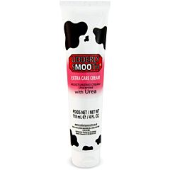 White tube of Udderly Smooth Extra Care Cream with cow spot design and pink central colouring surrounding the product name. Text 'Udderly Smooth, Extra Care Cream, Mousturizing Cream, Unscented, with Urea. 118mL/4 FL. OZ.'