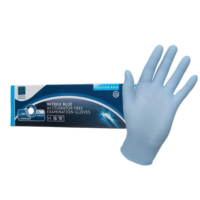Medium Blue Premier Nitrile Accelerator Free Nitrile Exam Gloves Non-Sterile Pack of 150